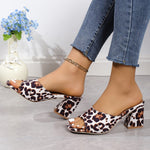 Hazel Blues® |  Leopard Block Heel Suede Sandals