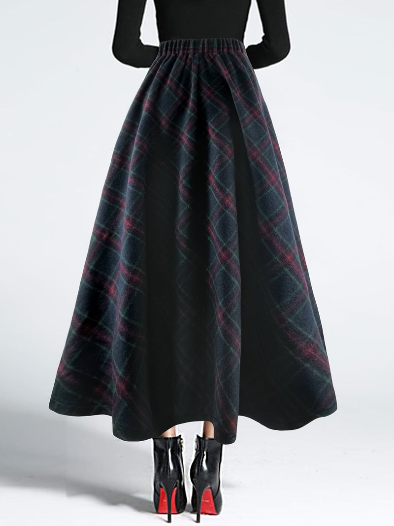 Hazel Blues® |  Plaid Elastic Waist Midi Skirt