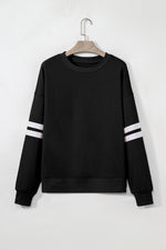 Hazel Blues® |  Evergreen Varsity Striped Detail Drop Shoulder Oversized Sweatshirt