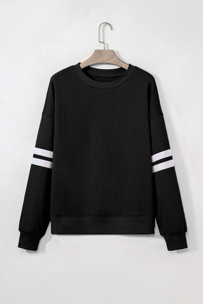 Hazel Blues® |  Evergreen Varsity Striped Detail Drop Shoulder Oversized Sweatshirt