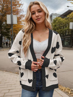 Hazel Blues® |  Heart Button Up Dropped Shoulder Long Sleeve Cardigan