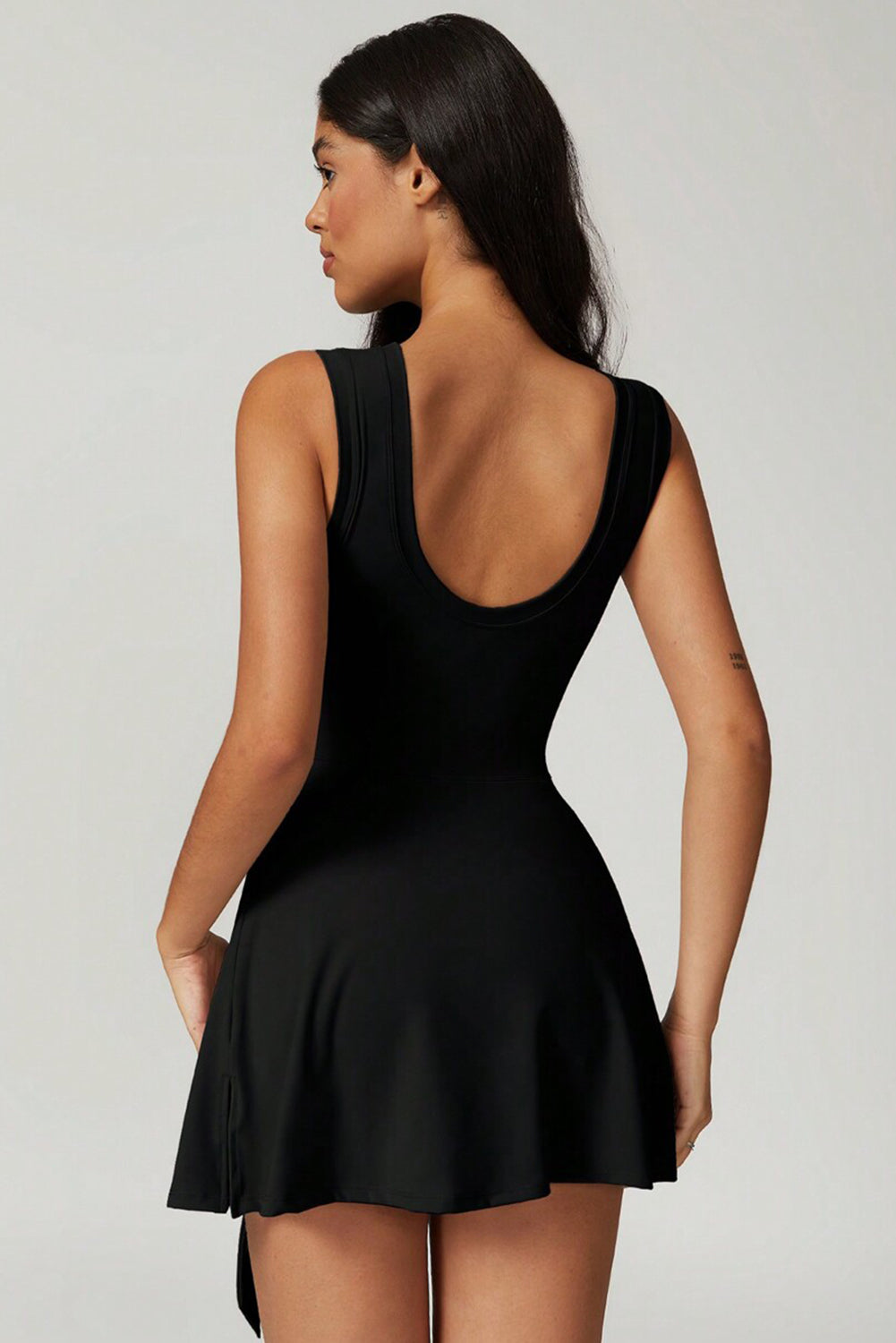 Hazel Blues® |  Black Sleeveless Knot Skirt Hem Sports Romper