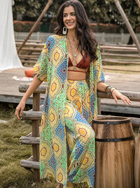 Hazel Blues® |  Printed Half Sleeve Top and Wide Leg Pants Set