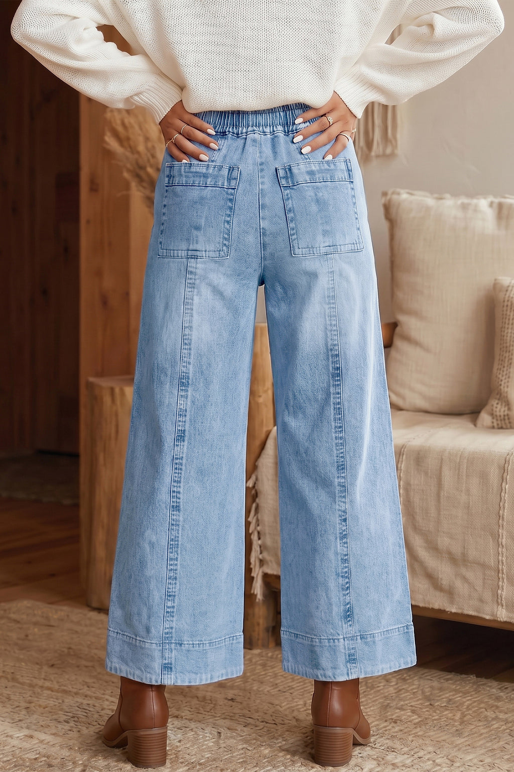 Rosalie Rose Blue Wide-Leg Jeans