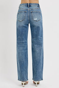 Hazel Blues® | RISEN Distressed Wide Leg Jeans