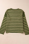 Hazel Blues® |  Striped Round Neck Dropped Shoulder Sweater