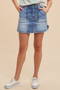 Hazel Blues® |  Annie Wear Cargo Denim Mini Skirt