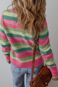 Hazel Blues® |  Striped Round Neck Long Sleeve Sweater