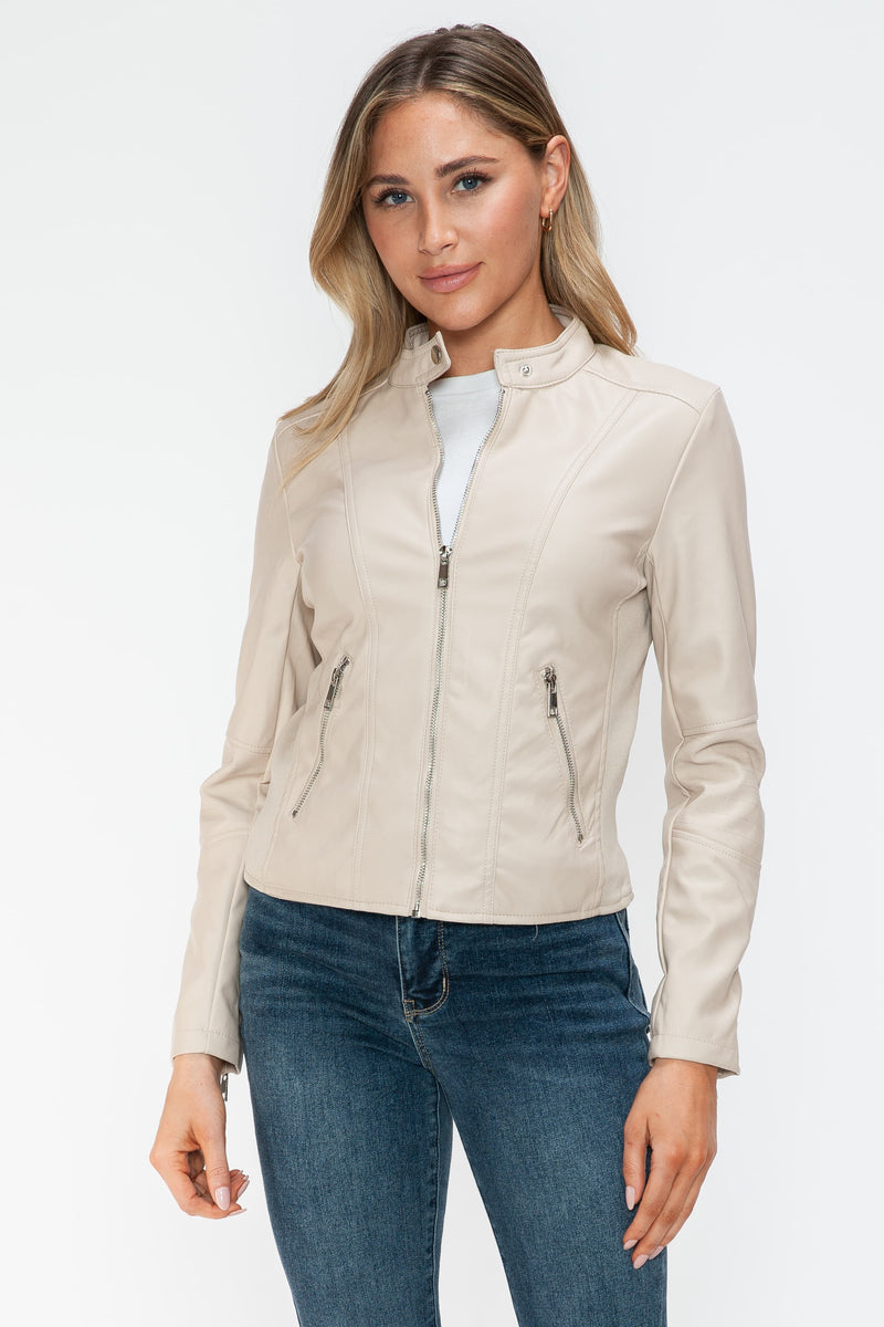 Hazel Blues® |  Snobbish PU Leather Zip Up Jacket with Pockets