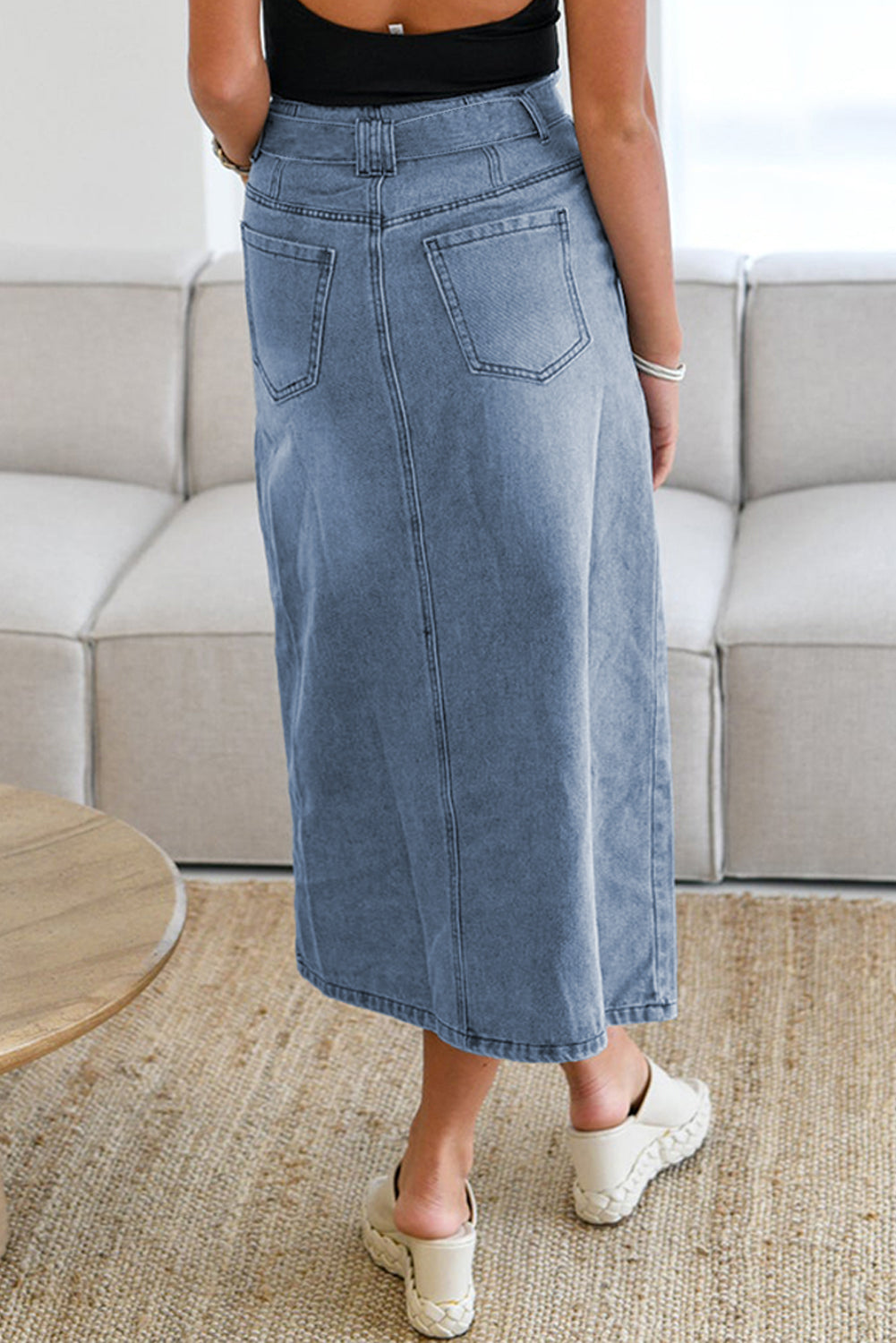 Hazel Blues® |  Tied Slit Denim Skirt