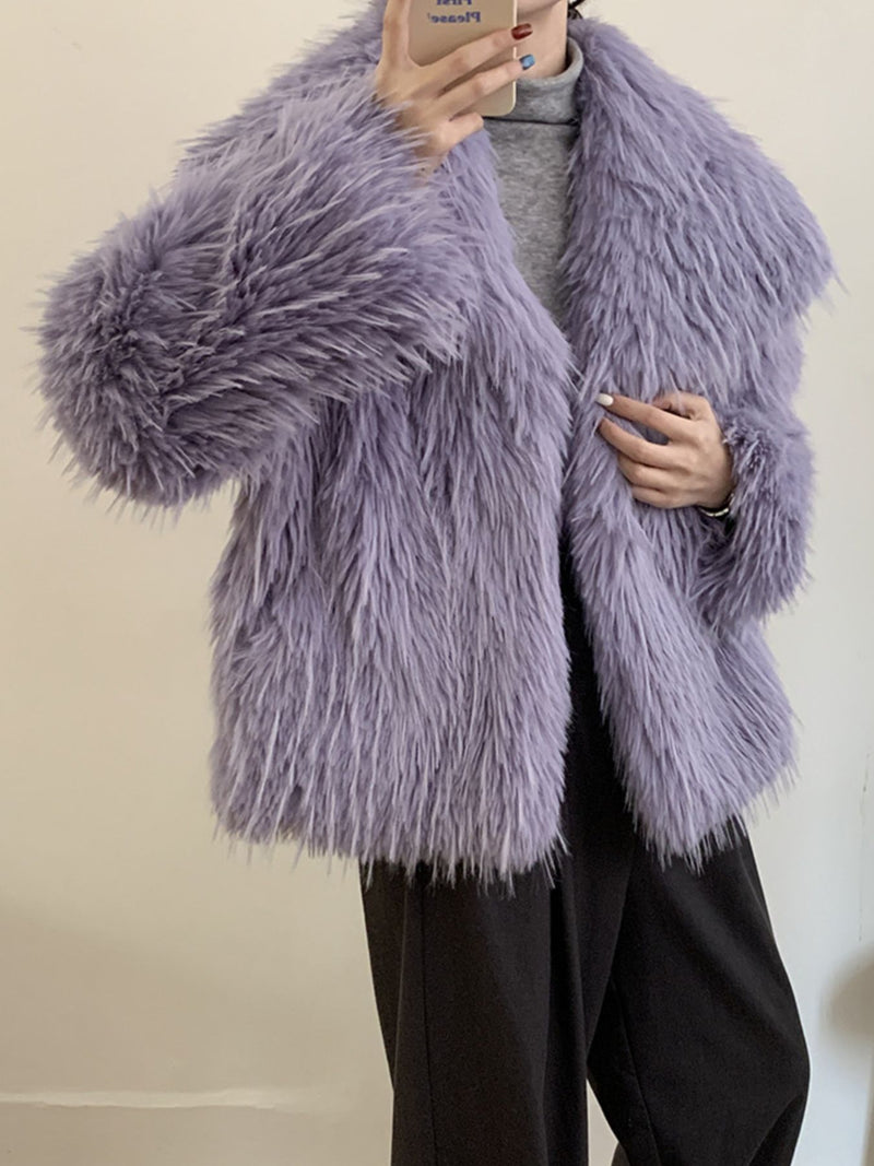 Faux Fur Open Front Outerwear – Hazel Blues®