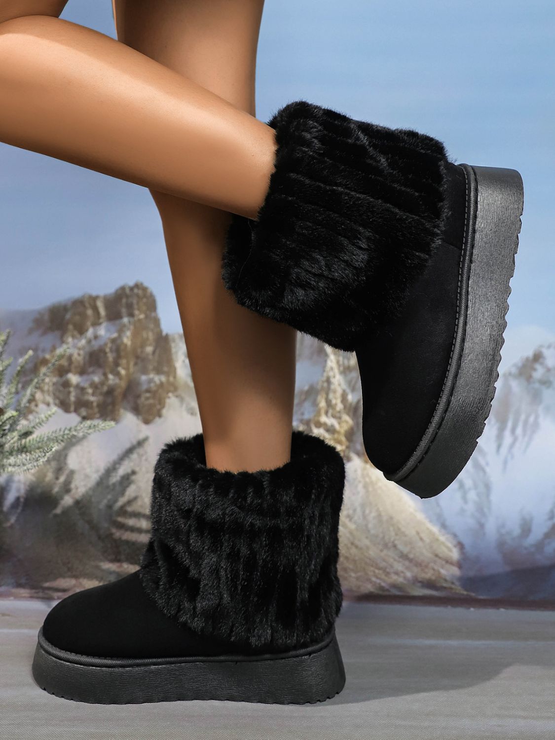 Hazel Blues® |  Thermal Faux Fur Suede Platform Boots