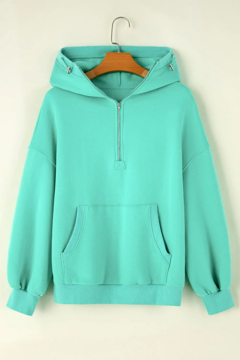 Hazel Blues® |  Pocketed Half Zip Long Sleeve Hoodie