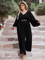 Hazel Blues® | V-Neck Long Sleeve Wide Leg Jumpsuit