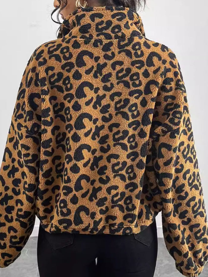 Hazel Blues® |  Leopard Zip Up Long Sleeve Jacket