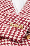 Hazel Blues® |  Houndstooth Collared Neck Double-Breasted Blazer