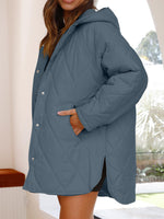 Hazel Blues® |  Slit Snap Down Long Sleeve Hooded Jacket