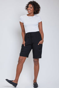 Hazel Blues® |  Elastic Waist Bermuda With Patch Pockets