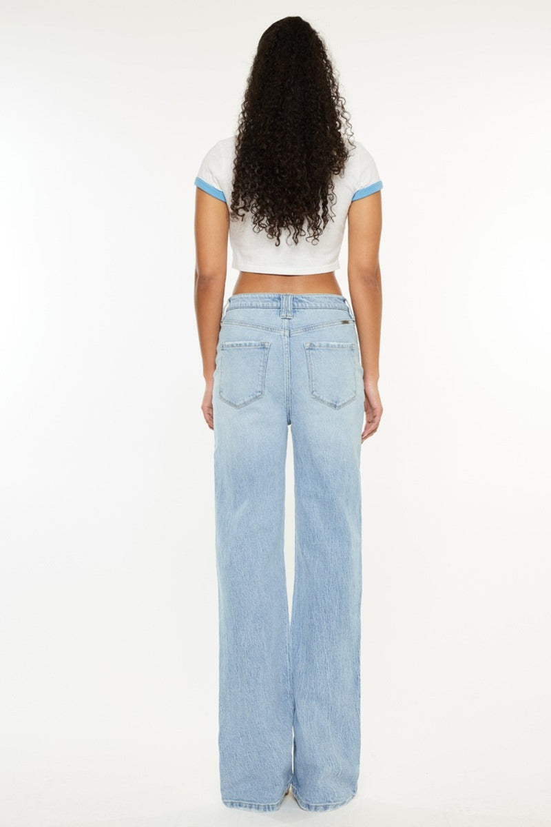 Hazel Blues® |  Kancan Distressed High Waist Straight Jeans