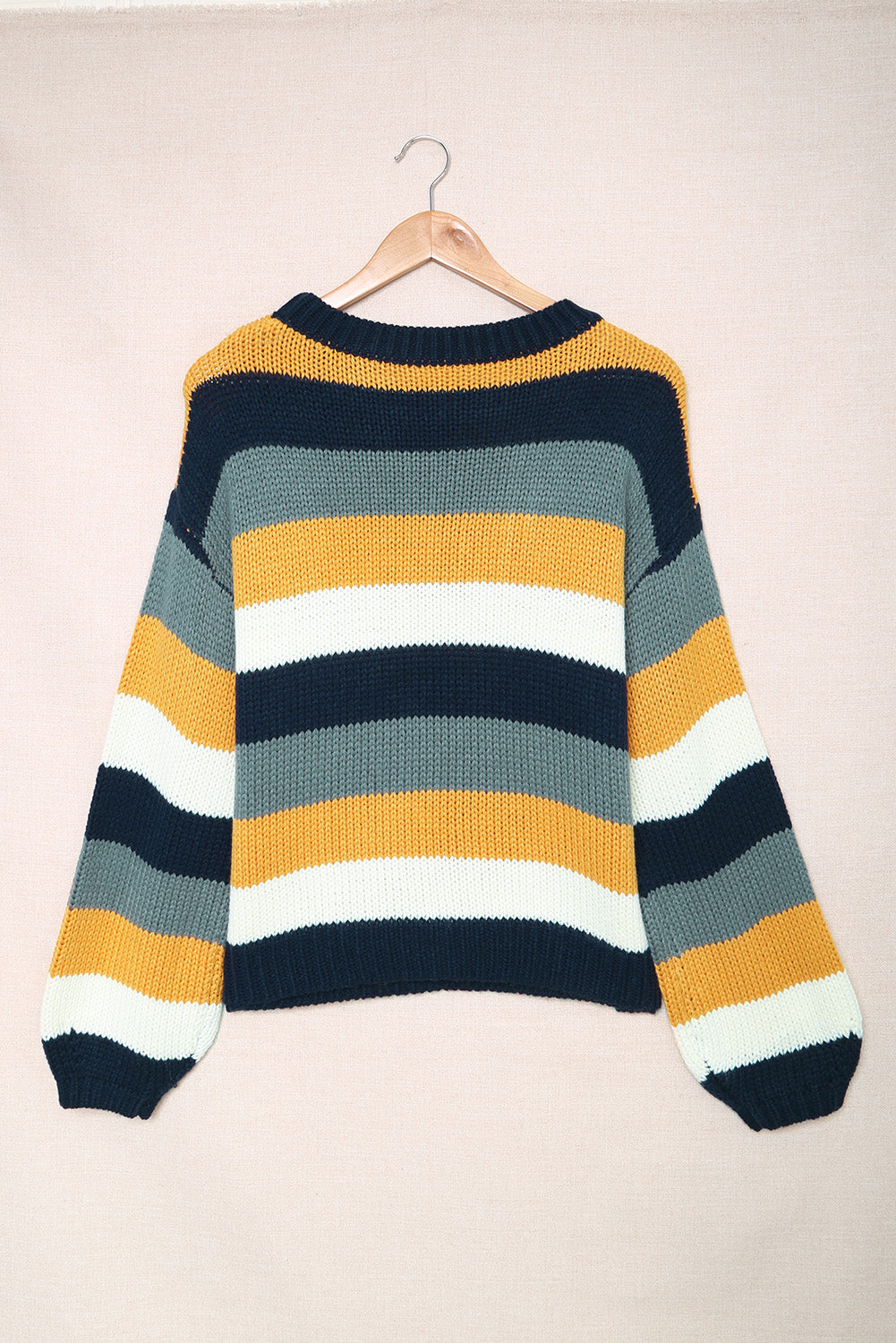 Hazel Blues® |  Color Block Round Neck Dropped Shoulder Sweater