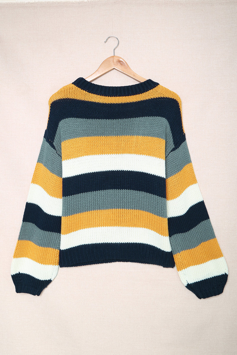 Hazel Blues® |  Color Block Round Neck Dropped Shoulder Sweater