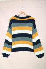 Hazel Blues® |  Color Block Round Neck Dropped Shoulder Sweater