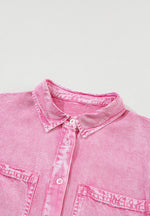 Hazel Blues® |  Collared Neck Button Down Mini Denim Dress