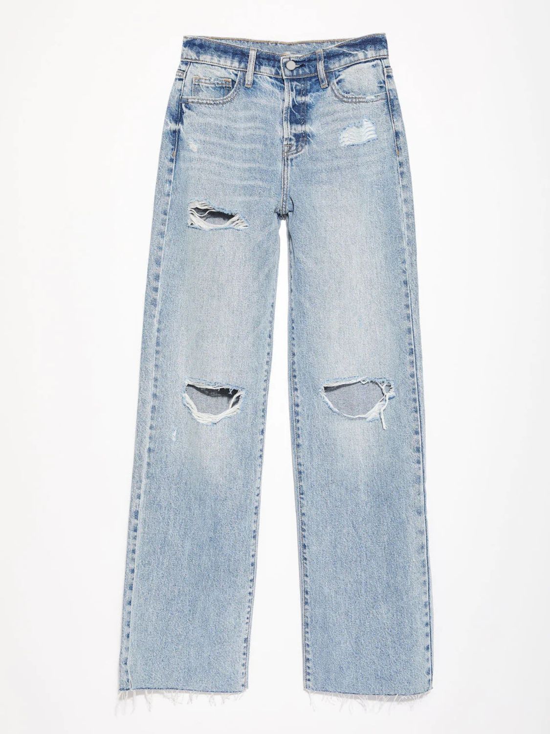 Hazel Blues® |  Distressed Straight Leg Jeans with Pockets