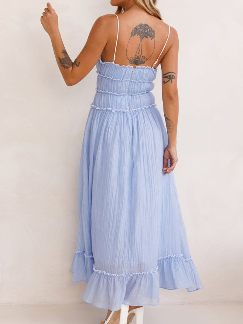 Hazel Blues® |  Devine Frill Ruffled Hem Midi Cami Dress