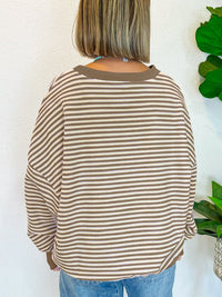 Hazel Blues® |  Striped Round Neck Long Sleeve Sweatshirt