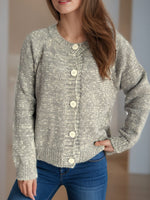 Hazel Blues® |  Heathered Button Down Long Sleeve Cardigan