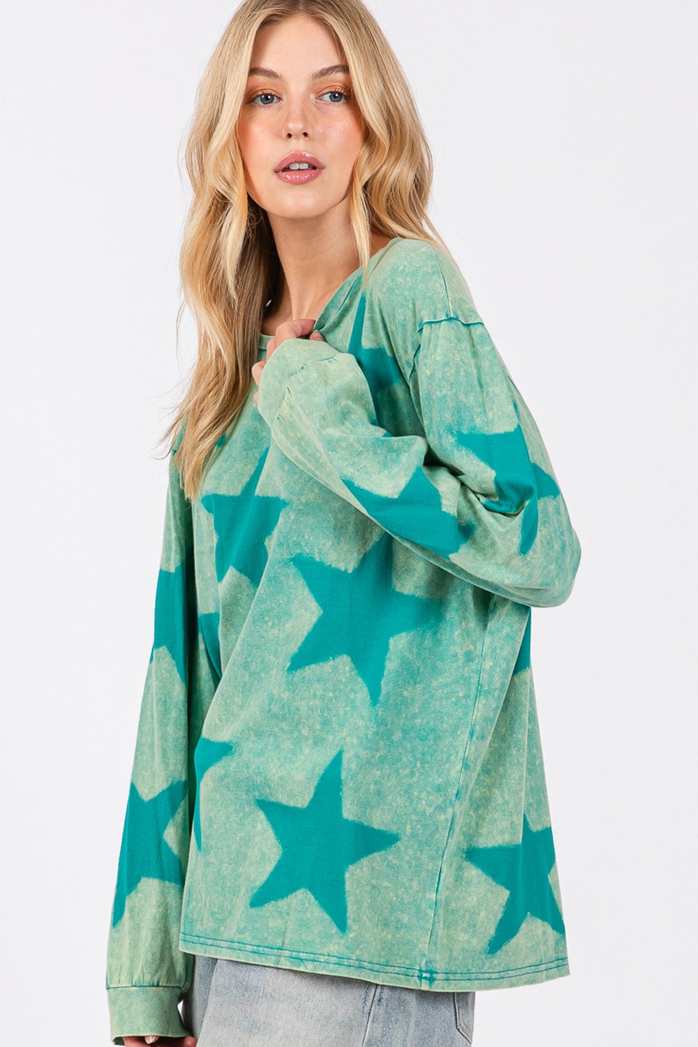 Hazel Blues® |  SAGE + FIG Mineral Wash Star Pattern T-Shirt