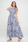 Hazel Blues® |  RENEE C Printed Smocked Waist Maxi Dress