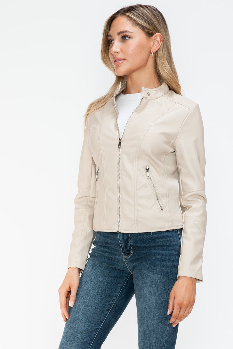 Hazel Blues® |  Snobbish PU Leather Zip Up Jacket with Pockets