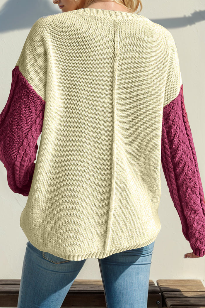 Hazel Blues® |  Double Take Color Block Drop Shoulder Sweater