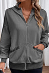 Hazel Blues® |  Waffle-Knit Pocketed Zip Up Hooded Jacket