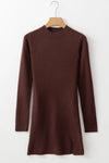 Hazel Blues® |  Slit Mock Neck Long Sleeve Wrap Sweater Dress
