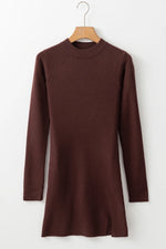 Hazel Blues® |  Slit Mock Neck Long Sleeve Wrap Sweater Dress