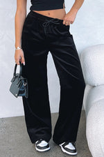 Hazel Blues® |  Black Solid Drawstring Waist Wide Leg Pants
