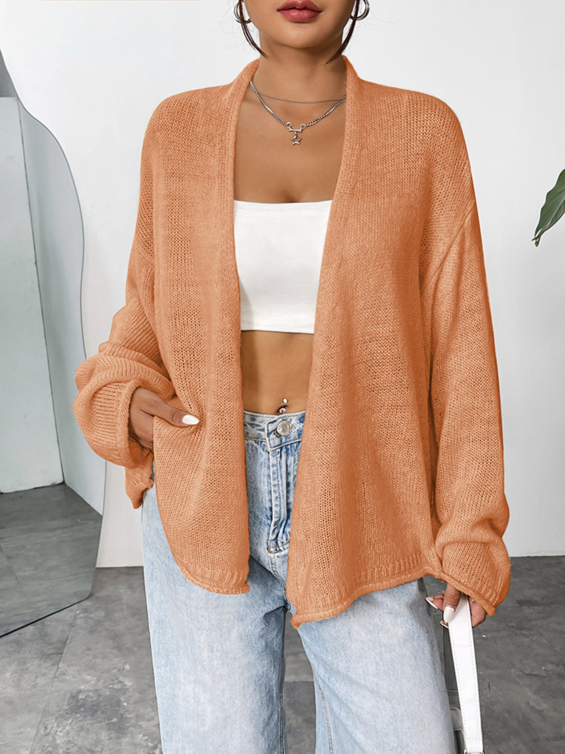 Hazel Blues® |  Open Front Dropped Shoulder Cardigan