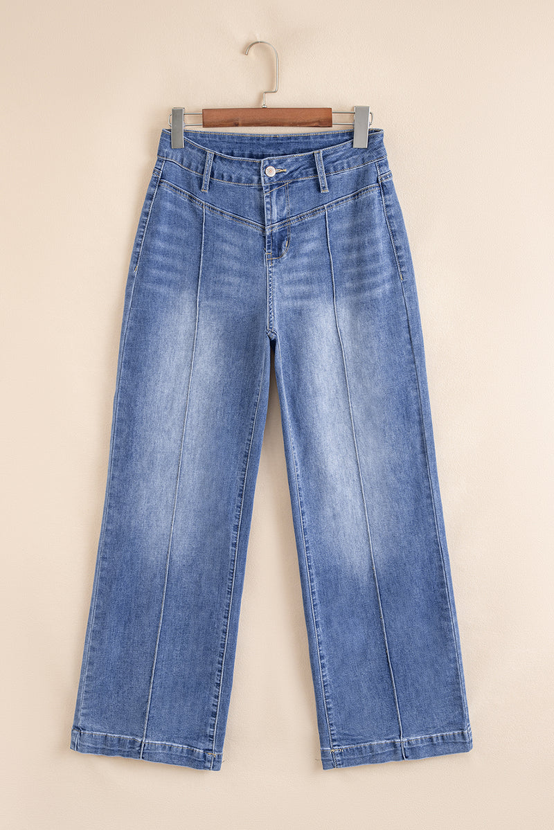 Hazel Blues® |  Beau Blue Tailored Center Seam Detail Straight Loose High Rise Jeans