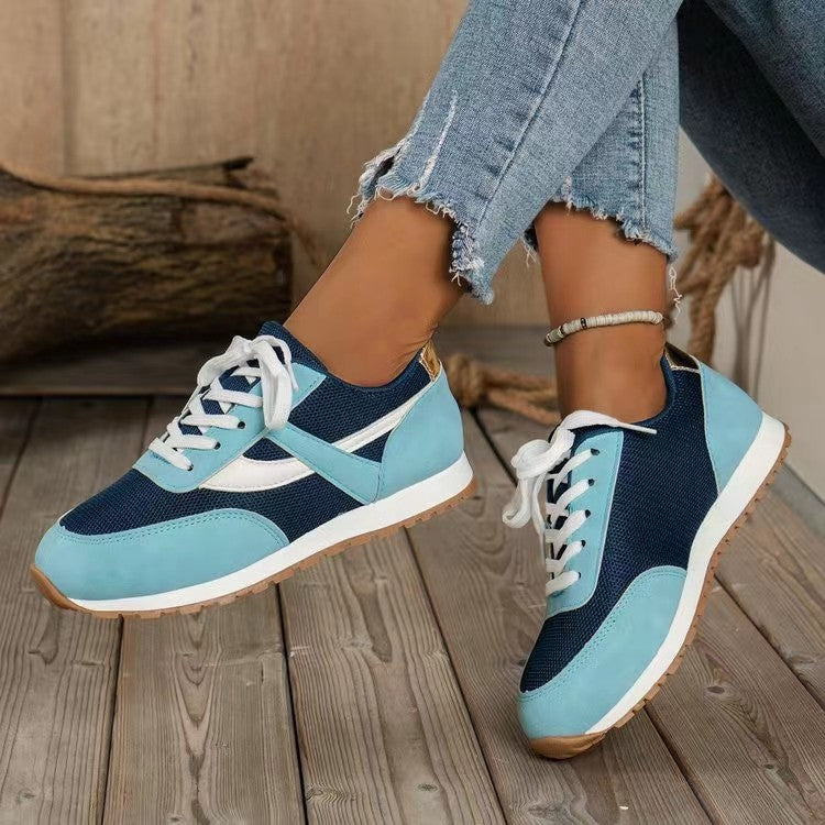 Hazel Blues® |  Mesh Contrast Round Toe Sneakers