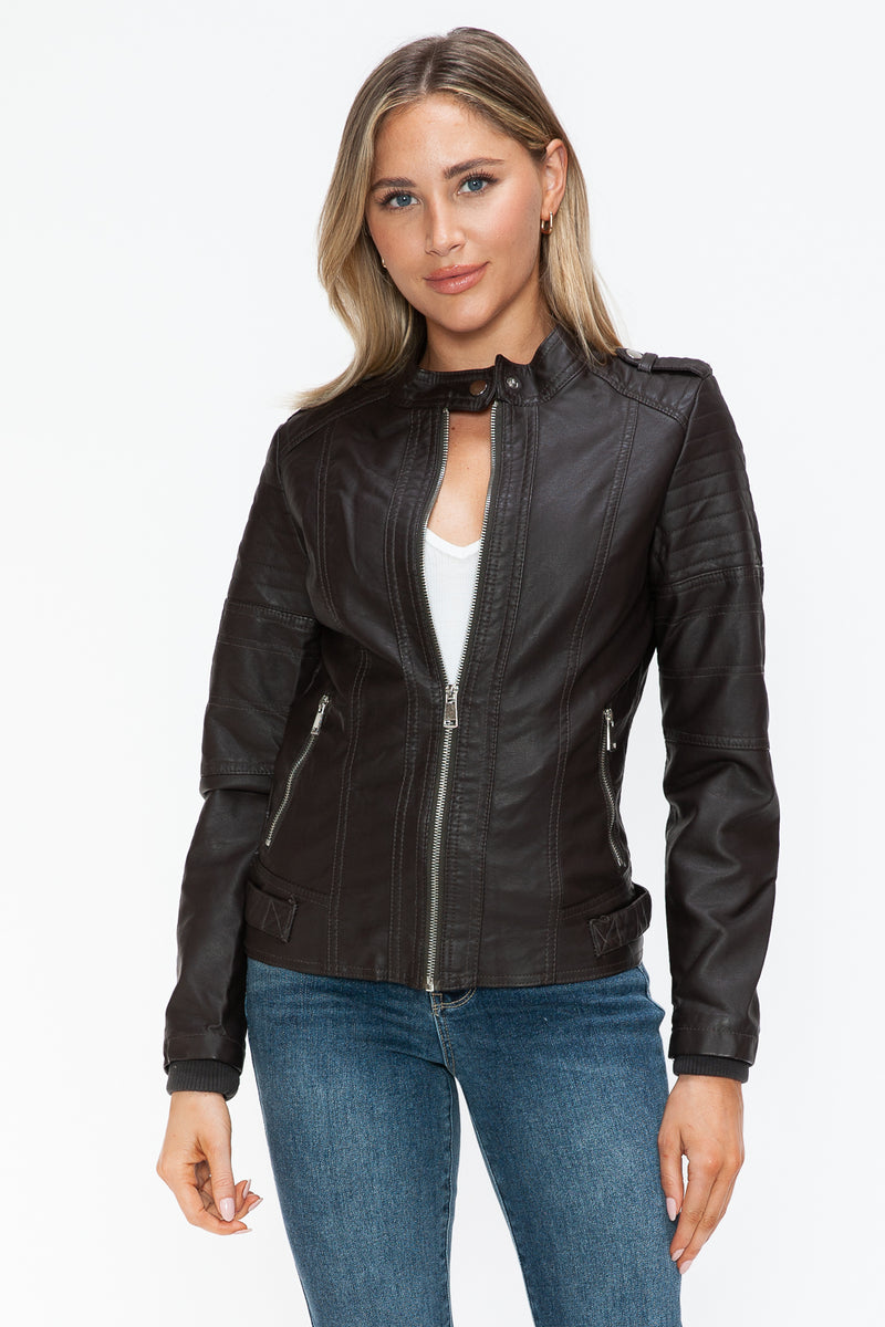 Hazel Blues® |  Snobbish PU Leather Biker Jacket with Side Zip Pockets