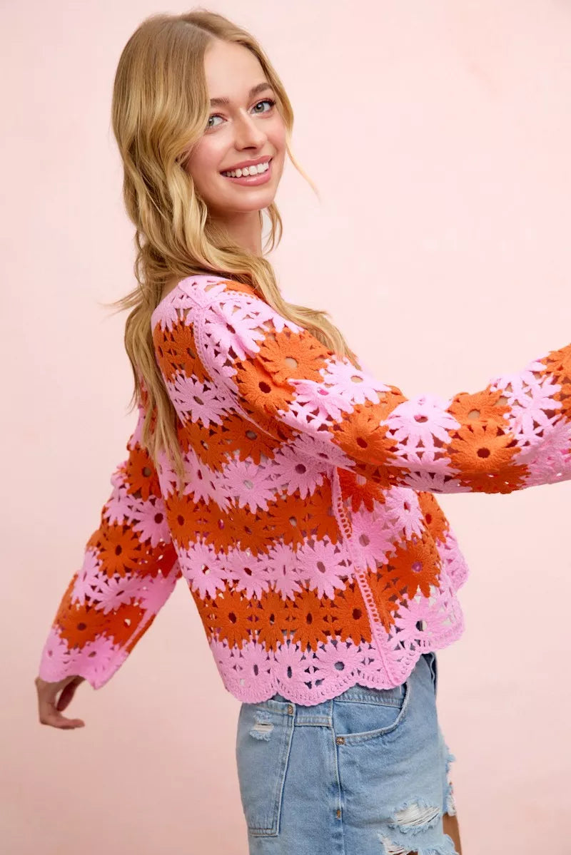 BiBi Flower Crochet Knit Top – Hazel Blues®