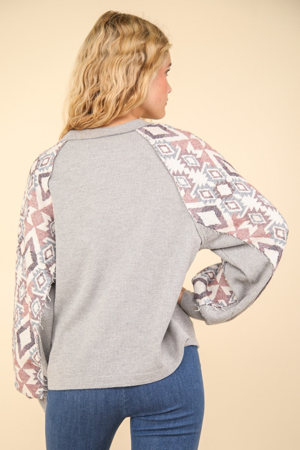 Hazel Blues® |  VERY J Printed Long Sleeve Round Neck Knit Top