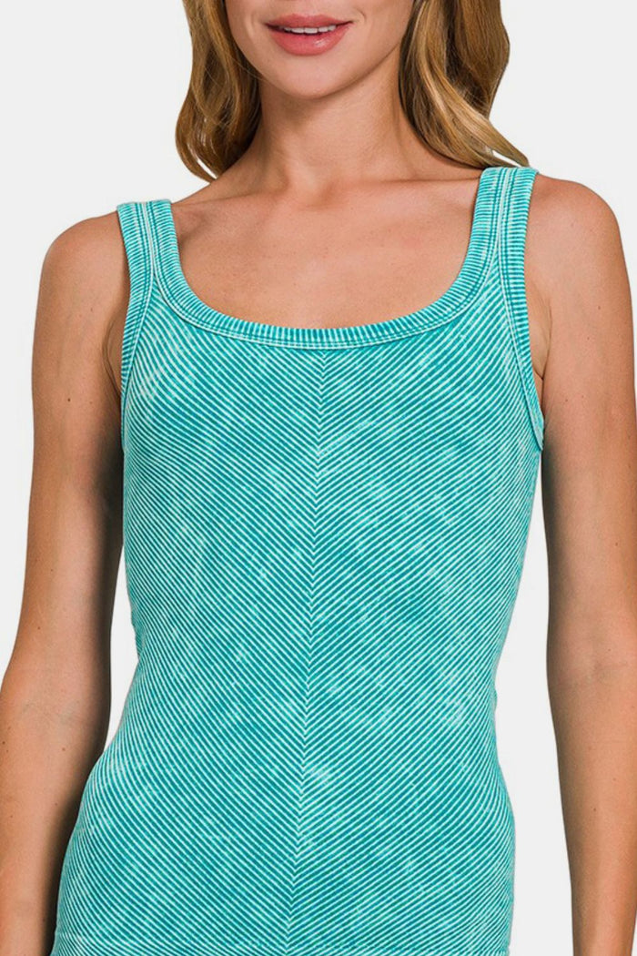 Zenana Ribbed Scoop Neck Tank