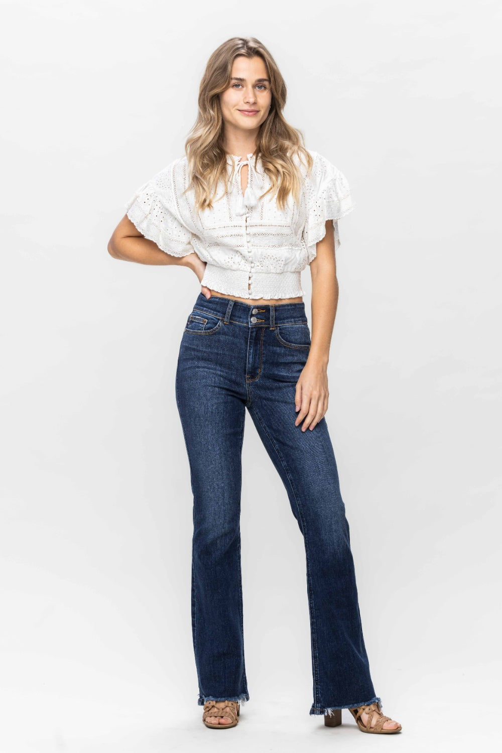 Hazel Blues® |  Judy Blue Frayed Hem Bootcut Jeans