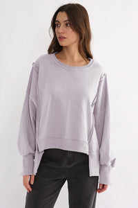 Hazel Blues® |  Exposed Seam High-Low Long Sleeve Sweatshirt