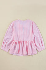 Hazel Blues® |  Tied Bow Striped Round Neck Blouse