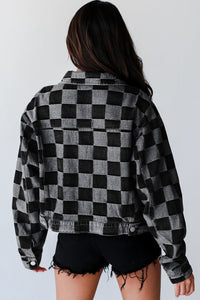 Hazel Blues® |  Checkered Button Up Denim Jacket